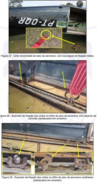 suporte dos cintos enferrujados
