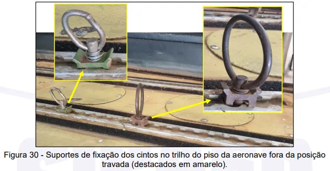 suportes dos cintos fora de posição