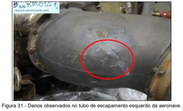 danos no tubo de escapamento